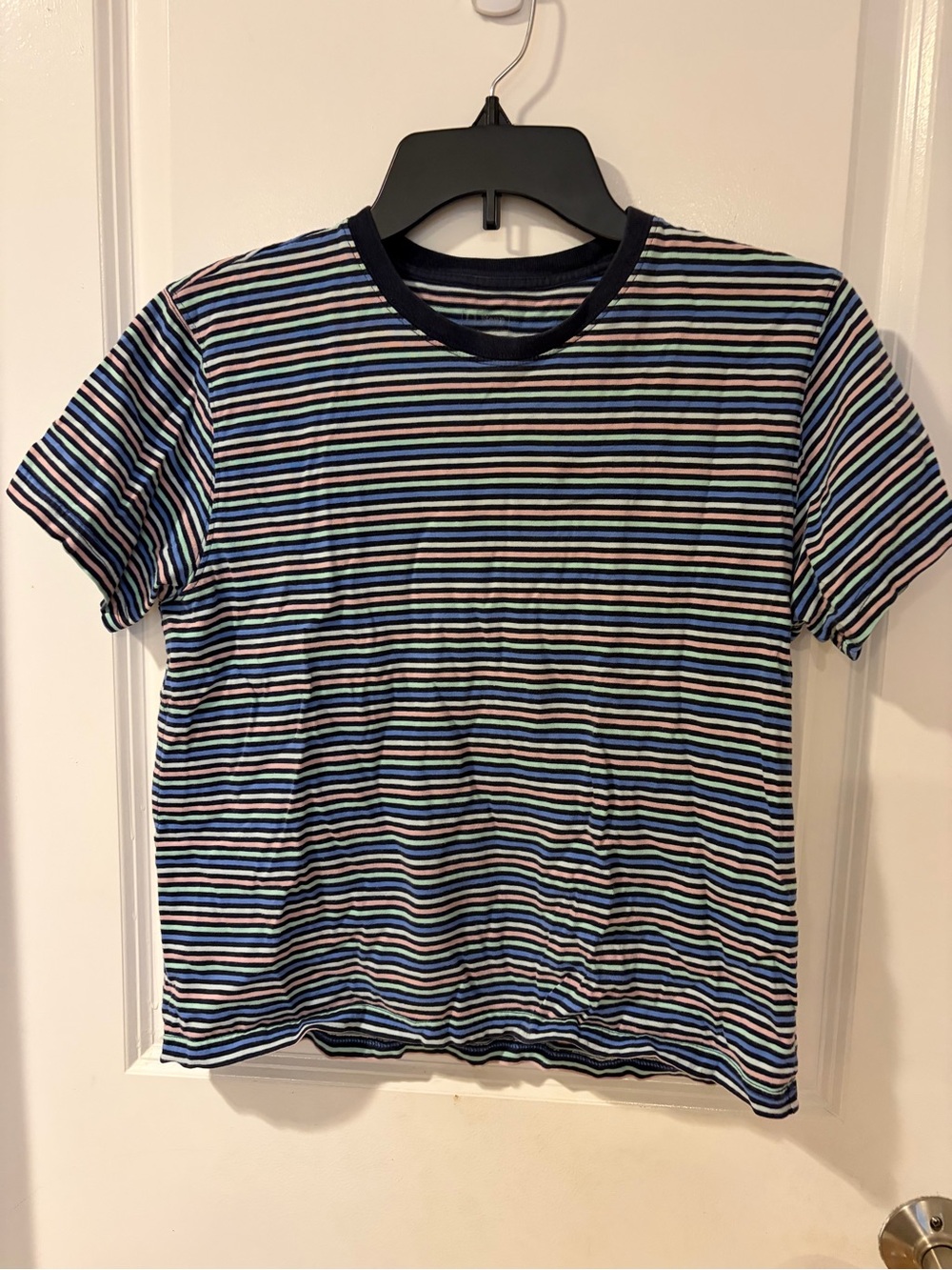 LL Bean Striped Multi-Color Crewneck Tee, Size Extra Small